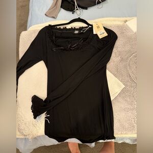 Tiger Mist Black Lace strapless Trim dress